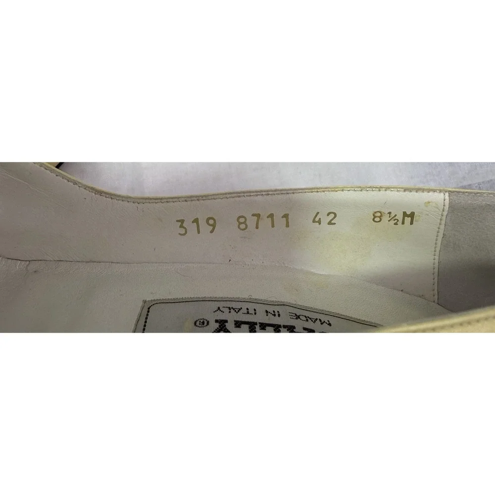 VTG Bally Womens 8.5 M Yellow Leather Bow Pointed Toe Pumps Heels Italy